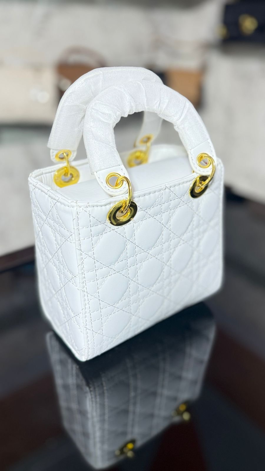 pearl quilted mini handbag