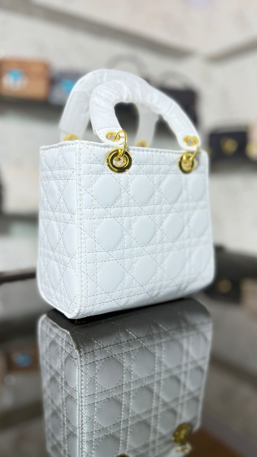pearl quilted mini handbag