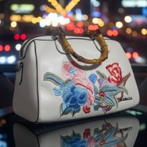 Premium Embroidered Bamboo Handle Handbag for Women-A902